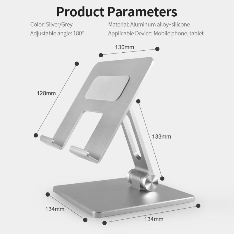 Adjustable Phone Stand: Aluminum Alloy 180° Ergonomic Angle - Foldable Compact Tablet Holder with Non-Slip Silicone Base for Universal Mobile Phone Tablet Use - Image 4