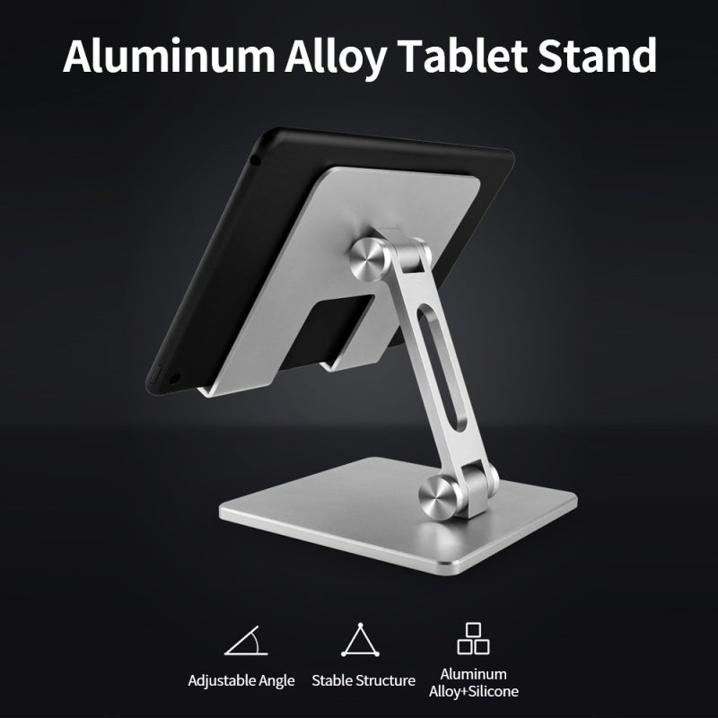 Adjustable Phone Stand: Aluminum Alloy 180° Ergonomic Angle - Foldable Compact Tablet Holder with Non-Slip Silicone Base for Universal Mobile Phone Tablet Use - Image 2