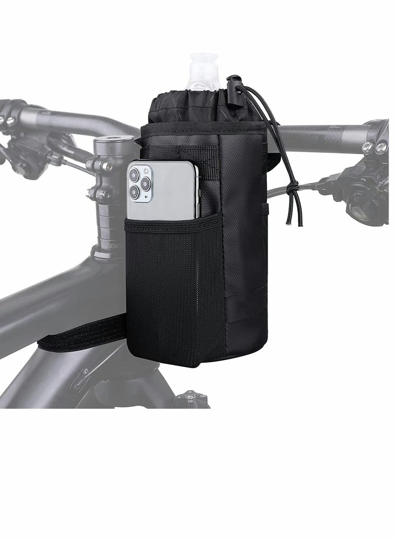 Generic Bike Cup Holder Bicycle Water Bottle Holder Handlebar Drink Holder with Mesh Pockets Phone Bag Bike Handlebar Cup Drink Holder Bike Handlebar Bottle Bag Professional Cycling Accessories - Image 1