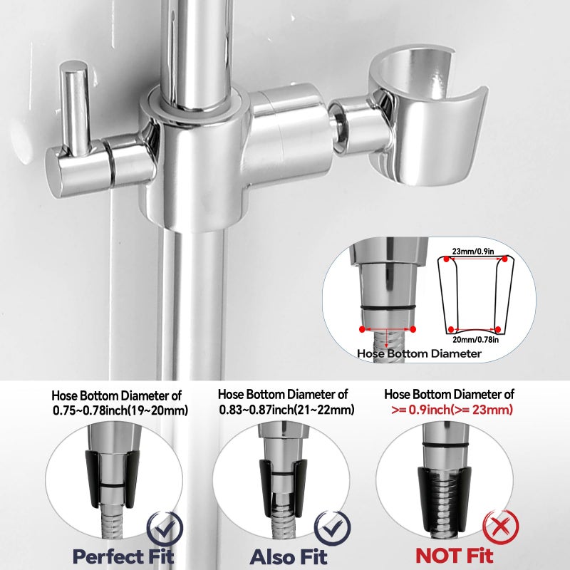 YDmeet Shower Slide Bar Adjustable Handheld Shower Head Holder Wall Mount - 15Inch All-Metal Shower Head Slide Bar Compatible With Bathroom Drill Free Glue Installation - Polished Chrome - Image 3
