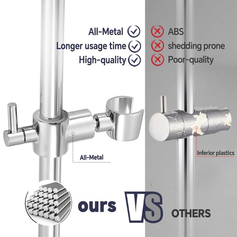 YDmeet Shower Slide Bar Adjustable Handheld Shower Head Holder Wall Mount - 15Inch All-Metal Shower Head Slide Bar Compatible With Bathroom Drill Free Glue Installation - Polished Chrome - Image 5