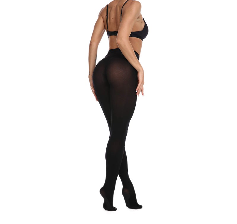 Frola Frola Women's 80 Denier Soft Semi Opaque Solid Color Footed Pantyhose Tights(Large-X-Large,Black) - Image 3