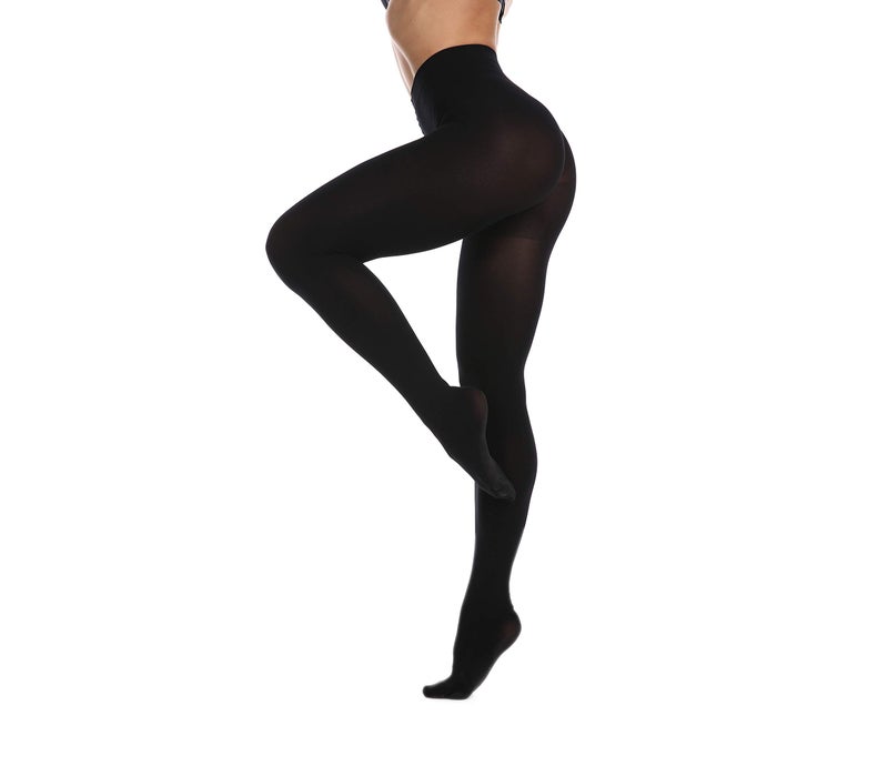 Frola Frola Women's 80 Denier Soft Semi Opaque Solid Color Footed Pantyhose Tights(Large-X-Large,Black) - Image 2