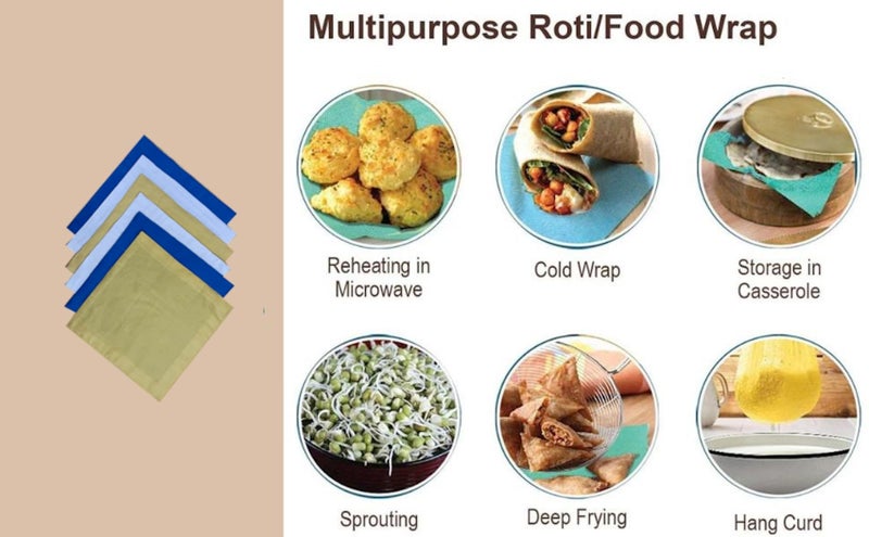 FOVERÓS Cotton Roti Chapati Cover Roti Rakhne ka Kapda Kids Tiffin Napkin Size : 30 x 30 cms (Blue, 30 X 30 Cms) - Image 5