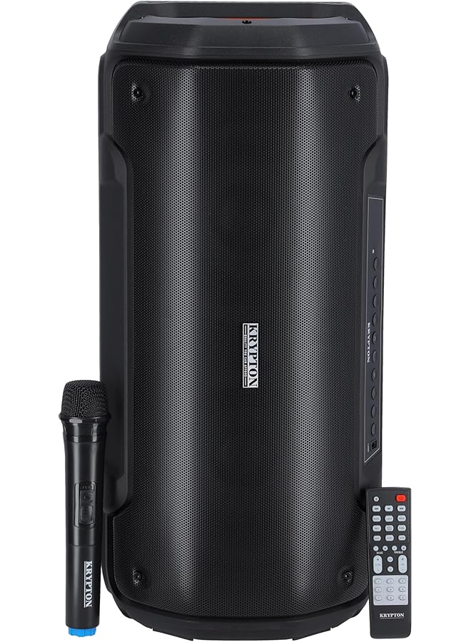 erorex Portable And Rechargeable Party Speaker Knms5197 Bluetooth And Tws Function Fm Radio Wireless Microphone 50000W Pmpo Led Light Remote Control Black 2 Years  - Image 1