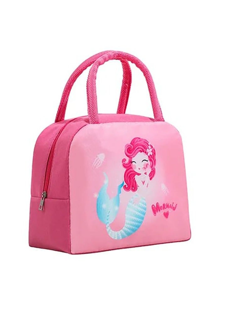 Cartoon Animal Print Portable Insulated Cooler Lunch Bag-Mermaid  - Image 1