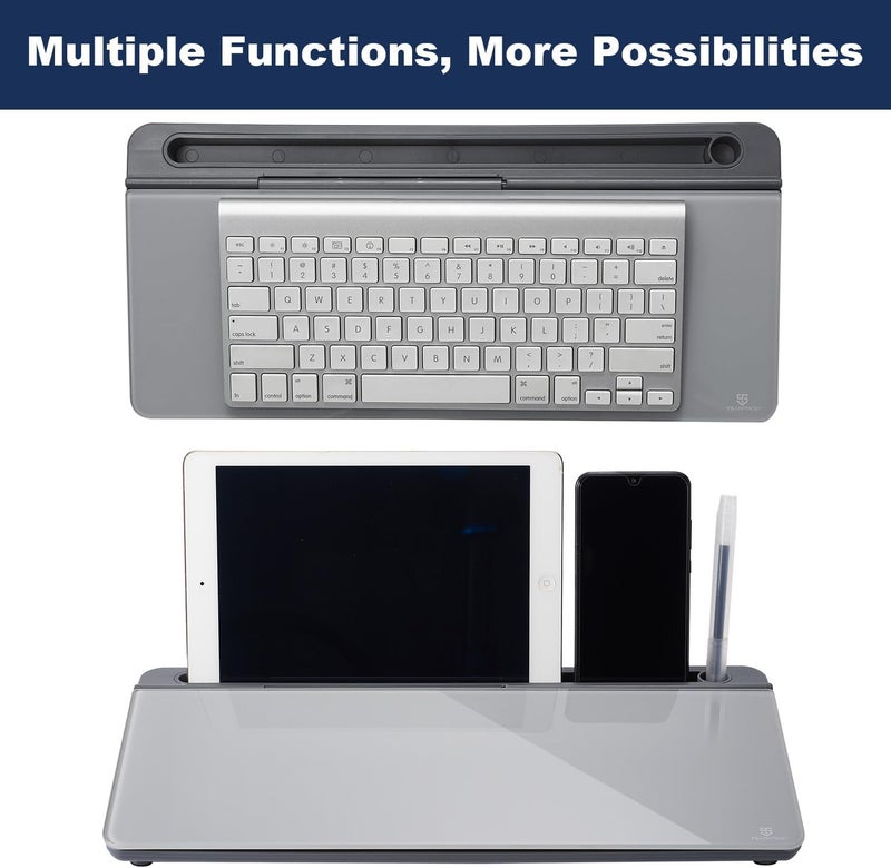 TSJ OFFICE Desktop Whiteboard Dry-Erase-Board - Computer Keyboard Stand White Board Surface Pad with Drawer, Desk Organizers with Accessories for Office, Home, School Supplies - Complete Grey - Image 5
