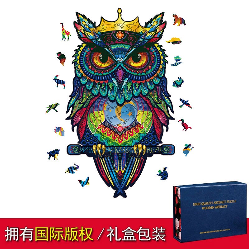Owl Alien Wooden Puzzle Irregular Three-Dimensional Animal Puzzle Manufacturer Wooden Toy - Image 1