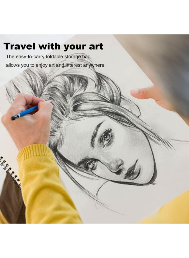 طقم رسم من 32 قطعة - مجموعة أقلام رسم احترافية مع أعواد فحم، دمى مزج، ممحاة قابلة للعجن، وحقيبة بسحاب - لوازم فنية كاملة للمبتدئين والمحترفين - Image 4