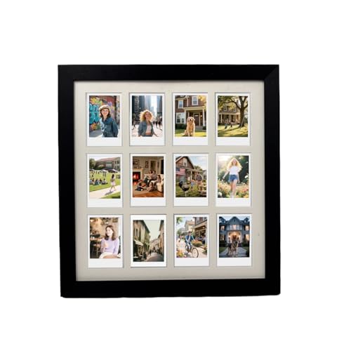 Comtraker Polaroid Picture Frame Collage for 2x3 Instax Mini Film - 12 Openings, Black Photo Wall Display (black, 13.85×12.6) - Image 1