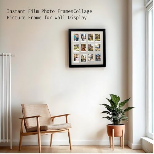Comtraker Polaroid Picture Frame Collage for 2x3 Instax Mini Film - 12 Openings, Black Photo Wall Display (black, 13.85×12.6) - Image 4