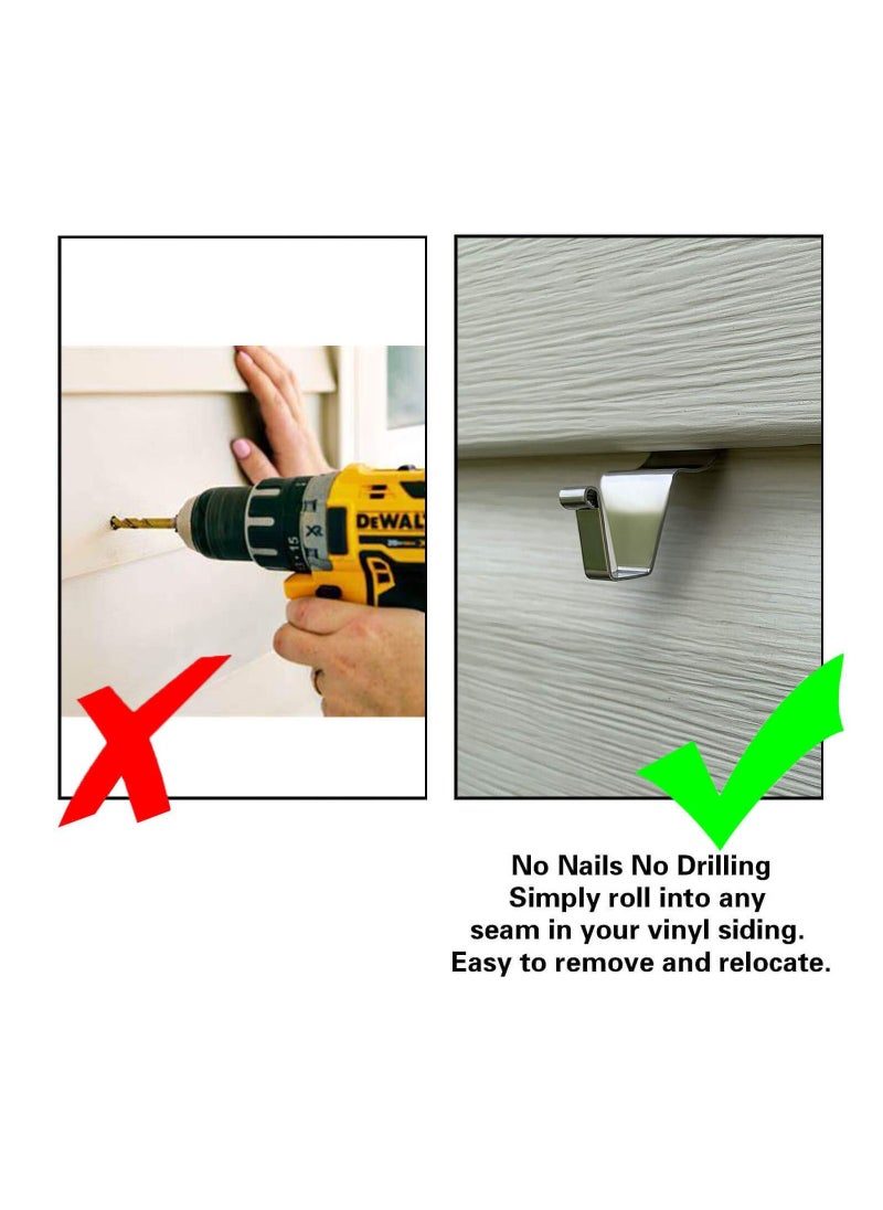 SYOSI 10 Pack Stainless Steel Low Profile Heavy Duty Vinyl Siding Clips Vinyl Siding Hangers No Hole Hooks for Hanging Home Outdoor Decorations  - Image 4