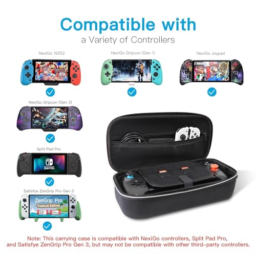 NexiGo Switch Controller Grip Carrying Case for Nintendo Switch/Switch OLED, 10 Game Card Holders, Compatible with Split Pad Pro, ZenGrip Pro, Gripcon, Joypad, Joy-Cons and Many Larger Grips - Image 3