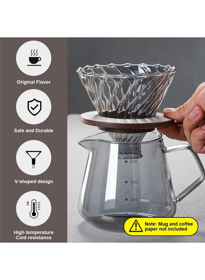 Supvox® Glass Coffee Dripper High Borosilicate Glass Spiral Ridges Coffee Dripper Filter with Handle & Bamboo Stand Pour-Over Coffee Making Accessories Gift for Coffee Lover - Image 4