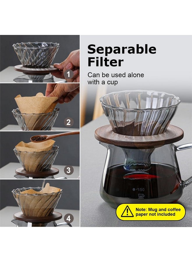 Supvox® Glass Coffee Dripper High Borosilicate Glass Spiral Ridges Coffee Dripper Filter with Handle & Bamboo Stand Pour-Over Coffee Making Accessories Gift for Coffee Lover - Image 5