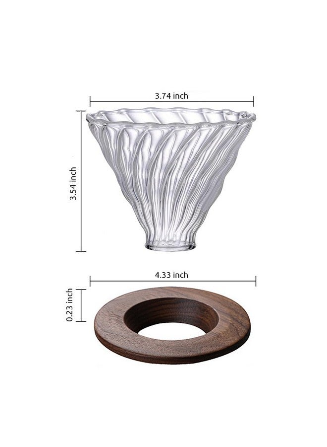 Supvox® Glass Coffee Dripper High Borosilicate Glass Spiral Ridges Coffee Dripper Filter with Handle & Bamboo Stand Pour-Over Coffee Making Accessories Gift for Coffee Lover - Image 2