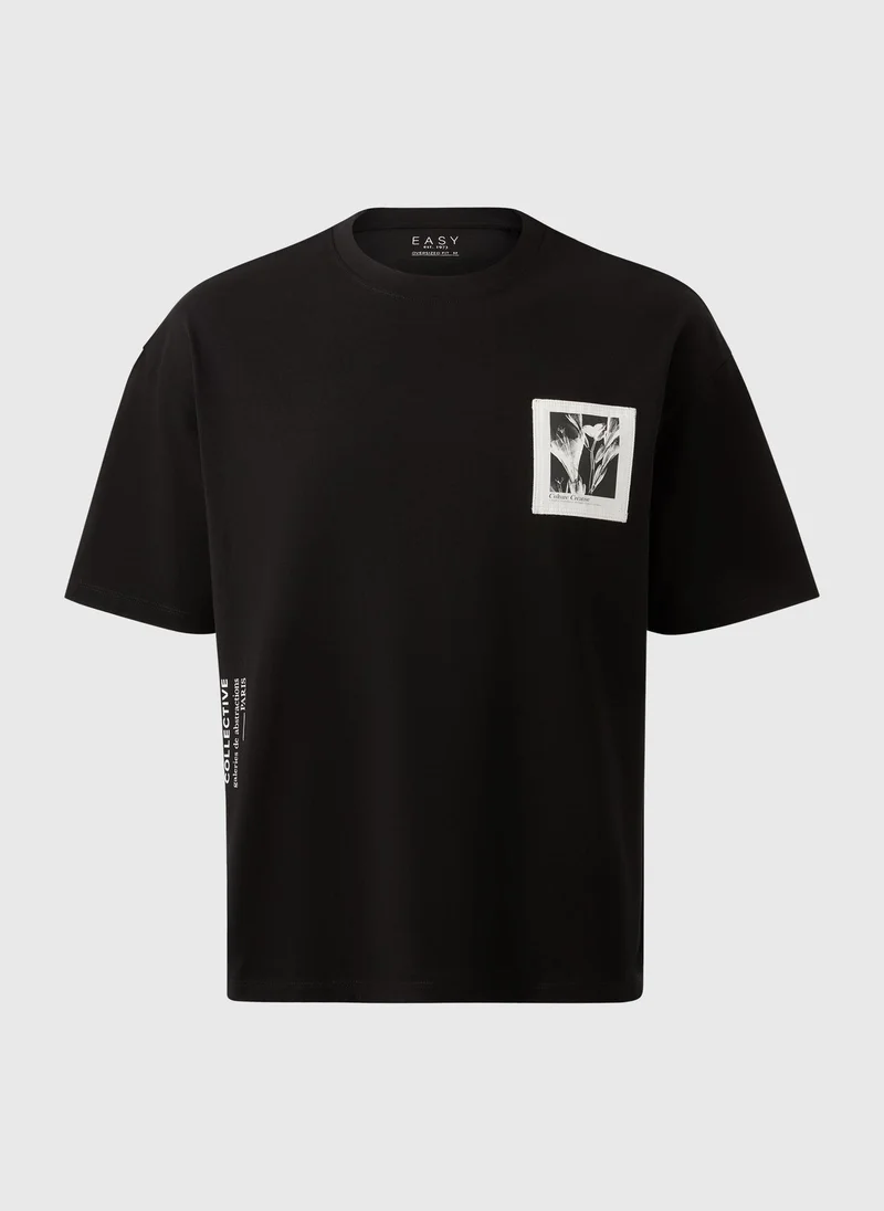 Matalan Black Botanical Graphic T-Shirt