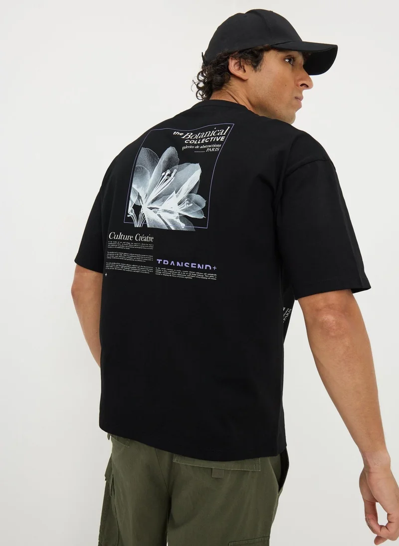 Matalan Black Botanical Graphic T-Shirt