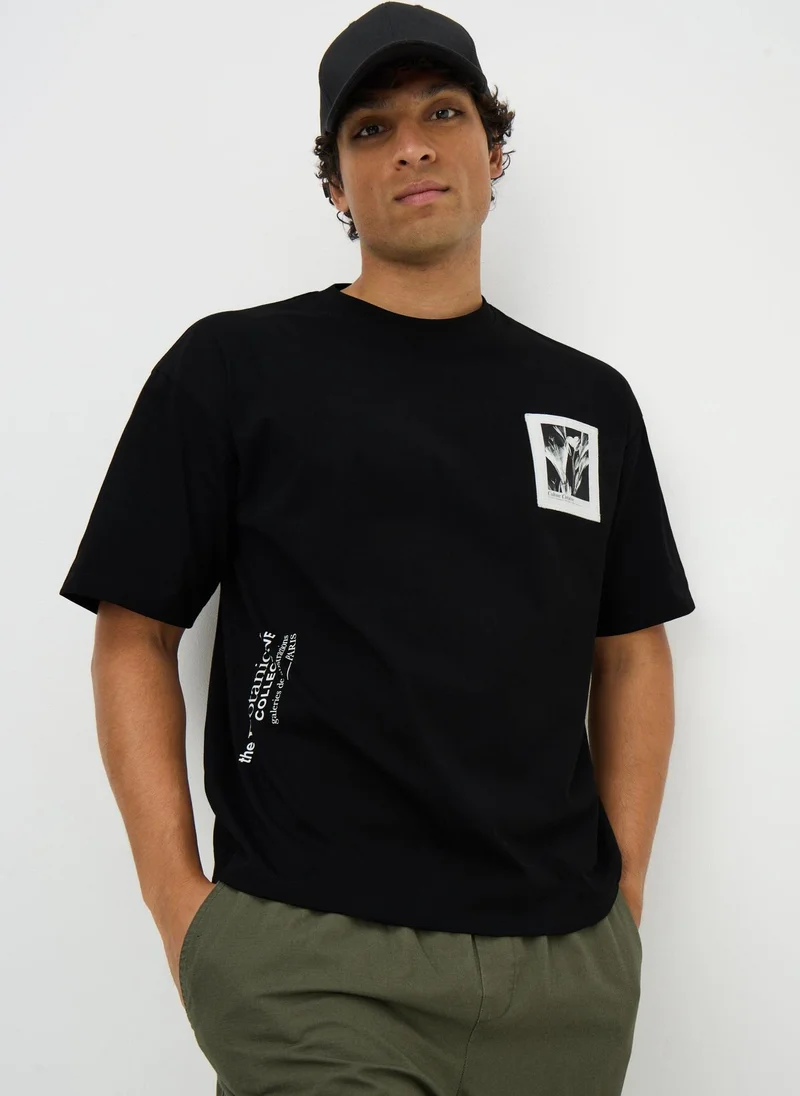 Matalan Black Botanical Graphic T-Shirt