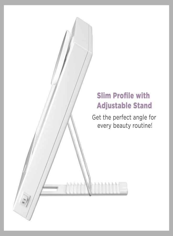 Conair Lighted Makeup Mirror, LED Vanity Mirror, 1X/5X Magnifying Mirror, Corded in Glossy White - Image 3