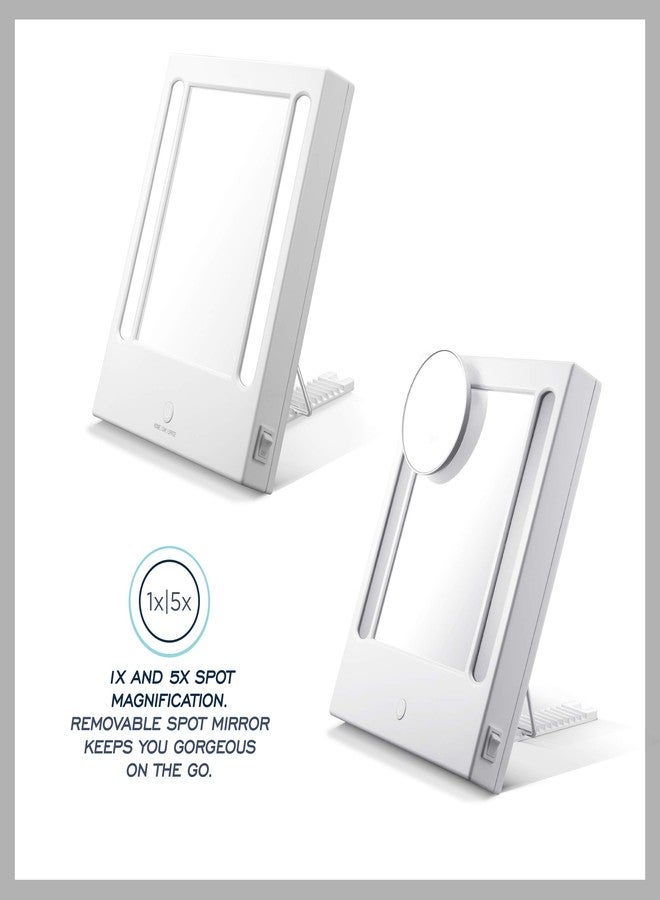 Conair Lighted Makeup Mirror, LED Vanity Mirror, 1X/5X Magnifying Mirror, Corded in Glossy White - Image 4