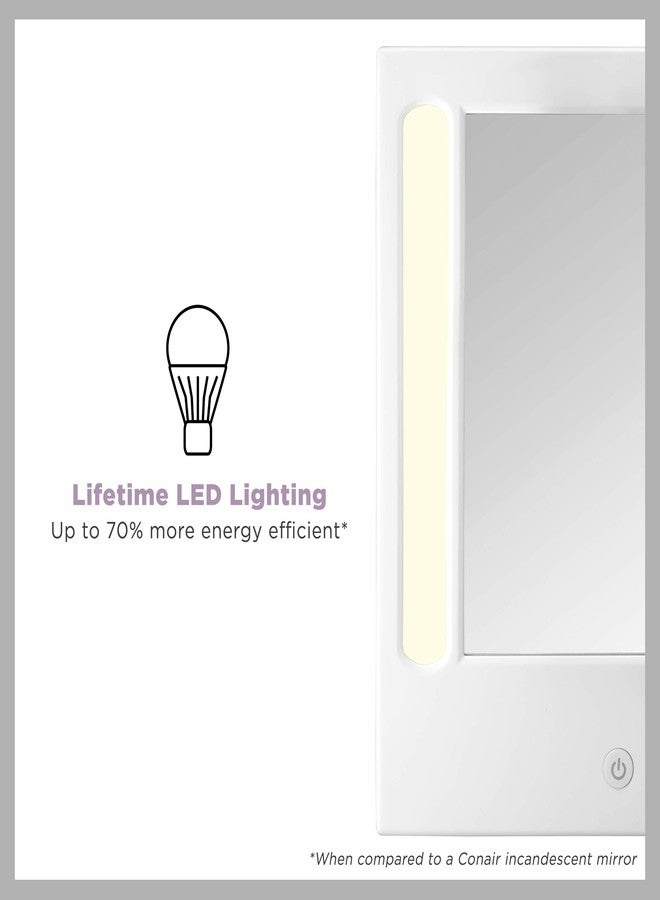 Conair Lighted Makeup Mirror, LED Vanity Mirror, 1X/5X Magnifying Mirror, Corded in Glossy White - Image 5