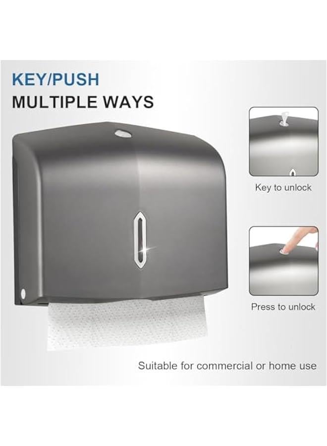 HOOKOR Tissue Box Holder Wall-mounted Bathroom Tissue Dispenser for Multifold Paper Towels Waterproof Toilet Paper Tissue Dispenser Holder for Hotel Food Service. (Gray) - Image 2