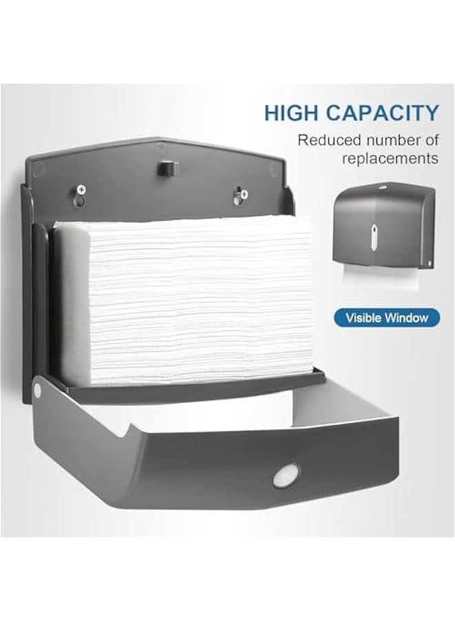 HOOKOR Tissue Box Holder Wall-mounted Bathroom Tissue Dispenser for Multifold Paper Towels Waterproof Toilet Paper Tissue Dispenser Holder for Hotel Food Service. (Gray) - Image 3