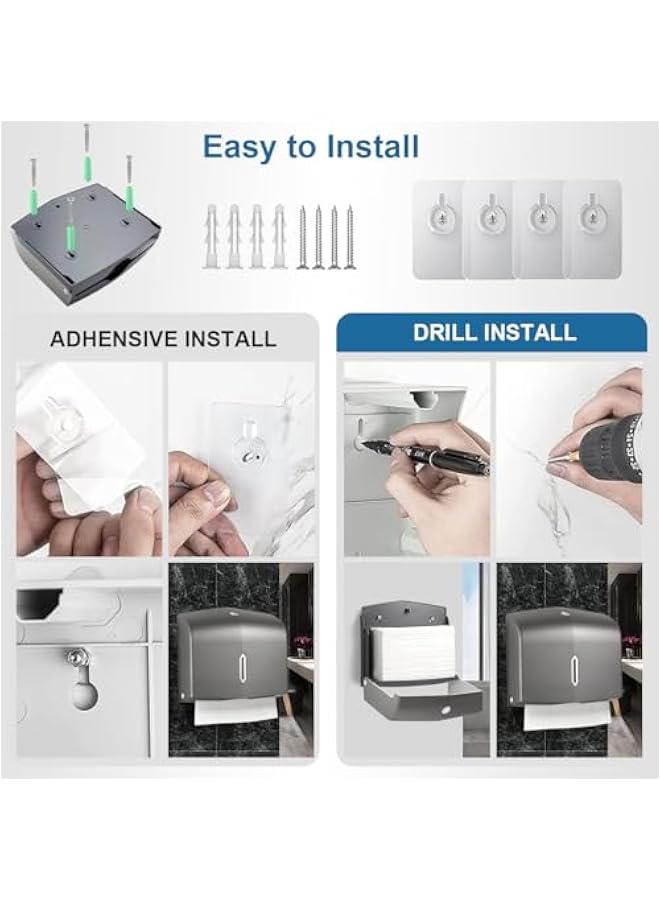 HOOKOR Tissue Box Holder Wall-mounted Bathroom Tissue Dispenser for Multifold Paper Towels Waterproof Toilet Paper Tissue Dispenser Holder for Hotel Food Service. (Gray) - Image 5