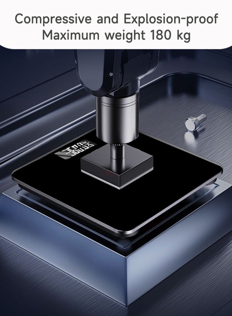 شاربدو ميزان الجسم مقياس الوزن الرقمي المضغوط الأسود مع مستشعرات عالية الدقة ، شاشة LCD ، سعة 180 كجم ، تصميم مضاد للانزلاق مثالي للاستخدام في المنزل والحمام واللياقة البدنية  - Image 2