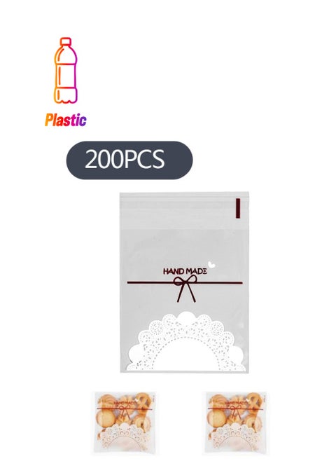 200-Piece Self Adhesive Plastic Cookie Bags,Bowknot Candy Bags Clear Bags Individual Candy Bags for Gifts Party Wrapping