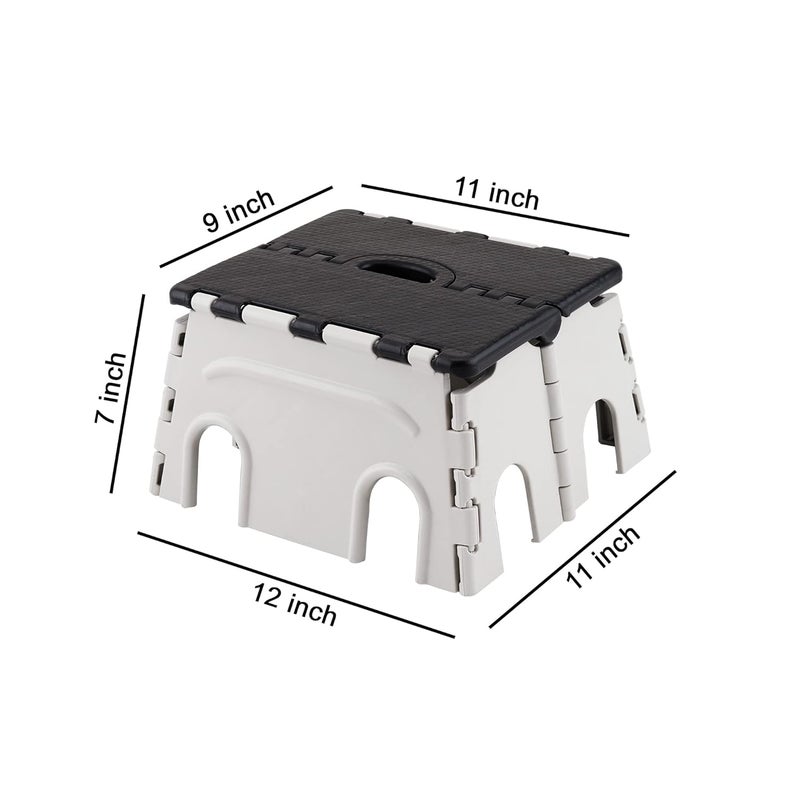 Primelife 7 Inches Super Strong Folding Step Stool for Adults and Kids Kitchen Stepping Stools Garden Step Stool Kitchen Stool BlackWhitePrime - Image 2