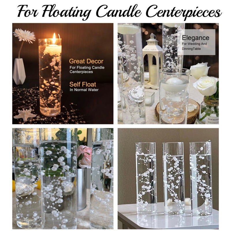 TeaSu Pearl String for Floating Candles, 12set Pearl Vase Filler for Wedding Centerpieces (White) - Image 2