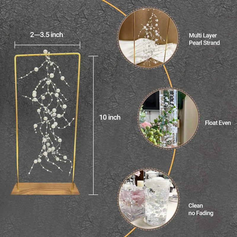 TeaSu Pearl String for Floating Candles, 12set Pearl Vase Filler for Wedding Centerpieces (White) - Image 4