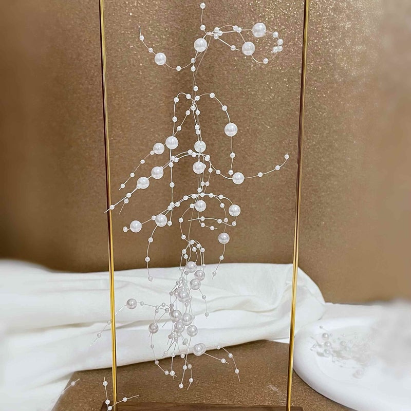 TeaSu Pearl String for Floating Candles, 12set Pearl Vase Filler for Wedding Centerpieces (White) - Image 5
