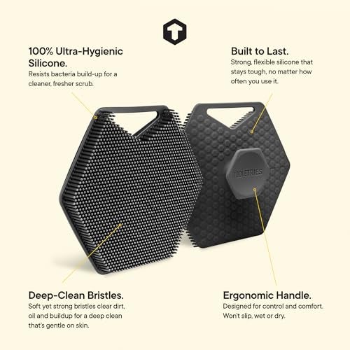 TOOLETRIES Body Scrubber 2.0 – Premium Silicone Scrubber for Cleaning, Exfoliating Your Skin – Extra Long Lather Boosting Bristles with Ergonomic Handle, Long-Lasting & Easy to Clean - Charcoal - Image 2
