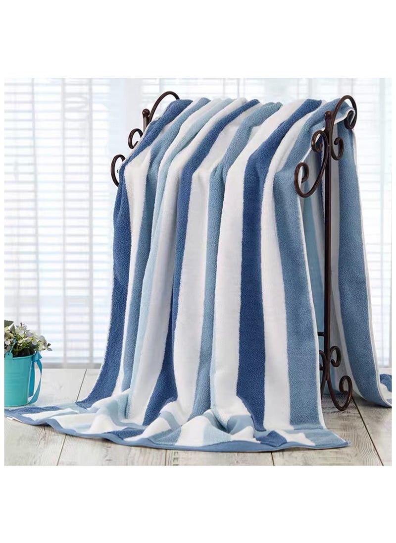 Generic Bath Towel Beach Towel Large Thick Cotton Bath Sheets  Swimming Pool Towels Absorbent 35x71 inch（90x180 cm） (Blue)  - Image 1