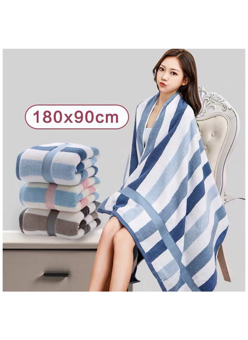 Generic Bath Towel Beach Towel Large Thick Cotton Bath Sheets  Swimming Pool Towels Absorbent 35x71 inch（90x180 cm） (Blue)  - Image 2