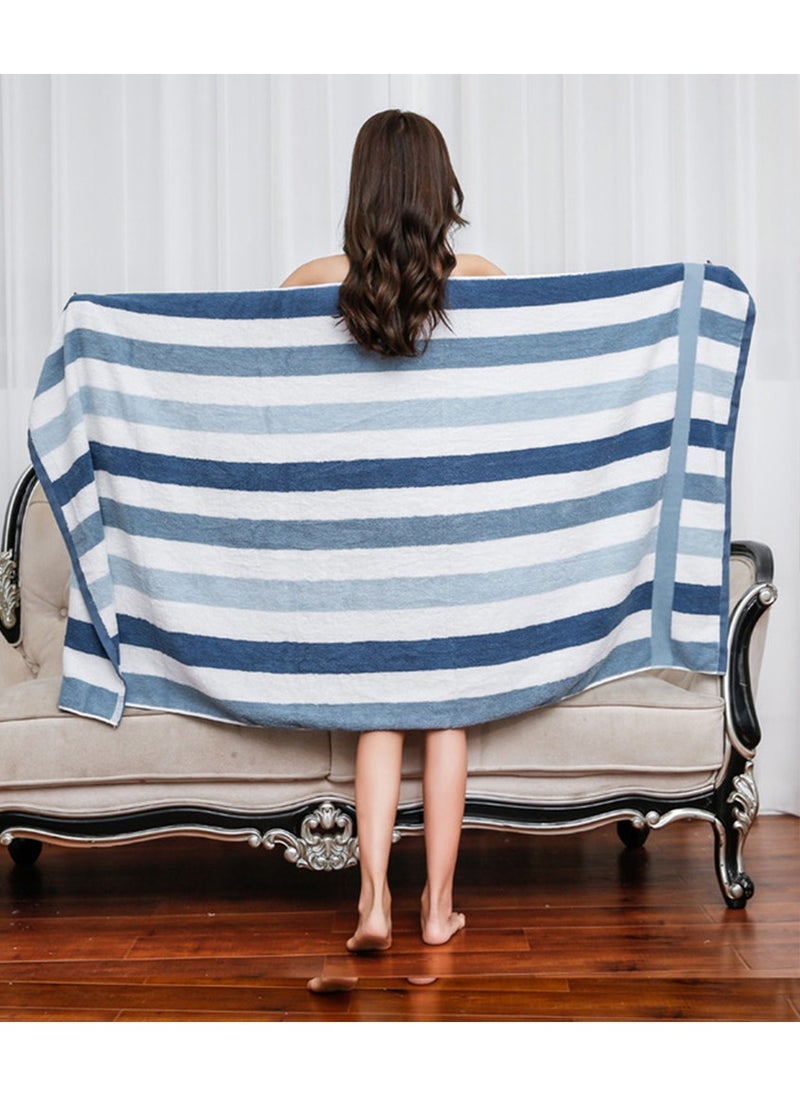 Generic Bath Towel Beach Towel Large Thick Cotton Bath Sheets  Swimming Pool Towels Absorbent 35x71 inch（90x180 cm） (Blue)  - Image 3