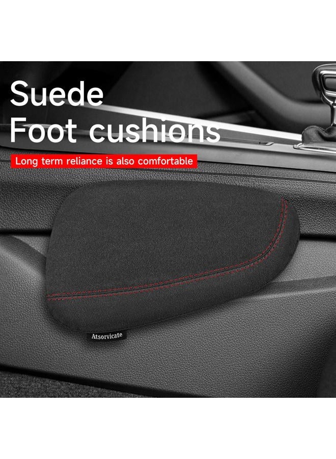 Atsorvicate Alcantane style car leg knee pads memory foam car center console knee cushions car leg pads protect knee and leg elbow pads car copilot Universa version (Red line right leg pad) - Image 2
