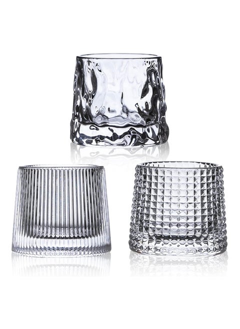 Set of 3 Premium Handmade Unique Japanese Crystal Whiskey Glasses, Flat Bottom Design 150ml Each - Easy To Identify Your Drink