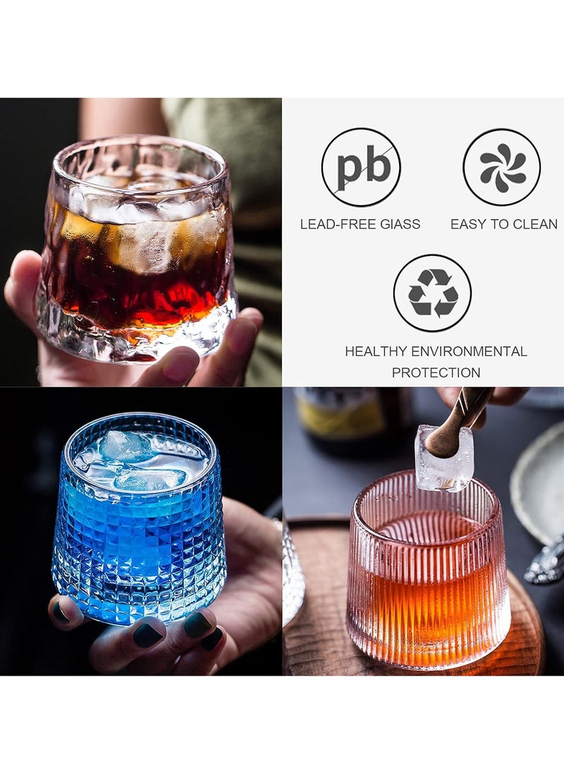 Japan Studio - Set of 3 Premium Handmade Unique Japanese Crystal Whiskey Glasses, Flat Bottom Design 150ml Each - Easy To Identify Your Drink - Image 1