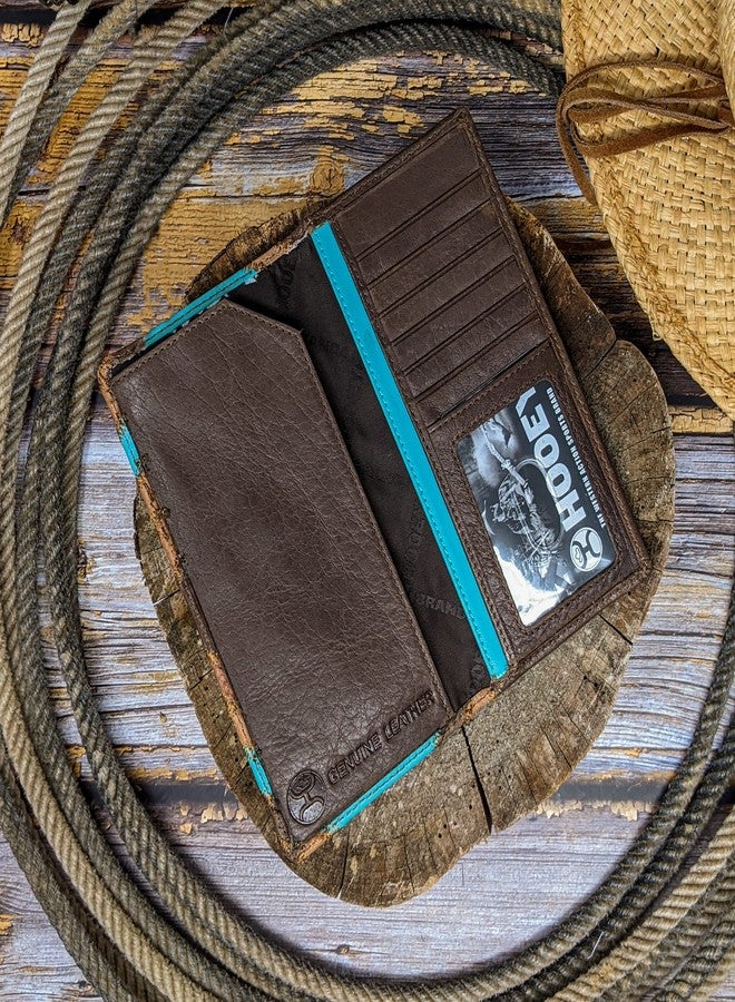 HOOEY Leather Men’s Western Rodeo Wallet (Patchwork - Turquoise) - Image 4