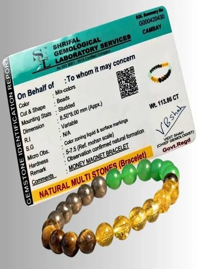 CAPSSEA | Money Magnet | Dhan Yog Bracelet | Attracts Wealth & Financial Prosperity | Pyrite, Citrine, Tiger Eye, Green Aventurine Stones Bracelet | Certificate of Authenticity - Image 5