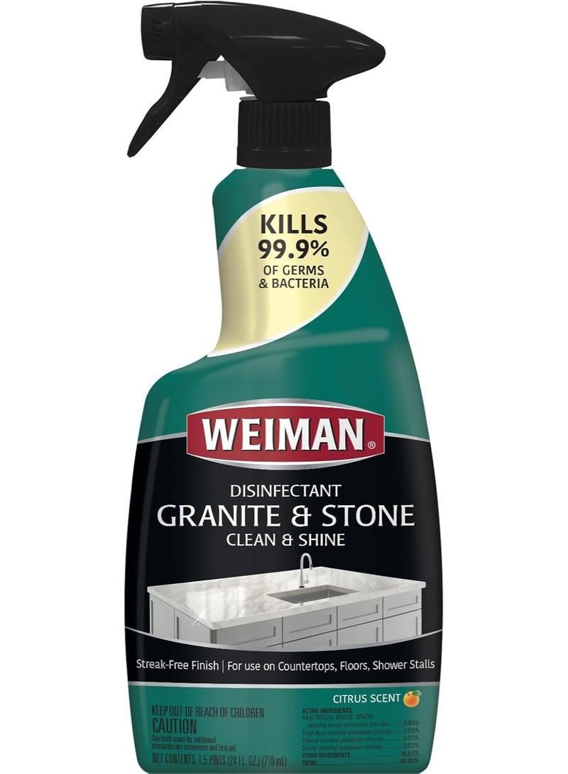 Weiman Granite Cleaner and Polish 24oz - For Granite Marble Soapstone Quartz Quartzite Slate Limestone Corian Laminate Tile Countertop and More - Image 1