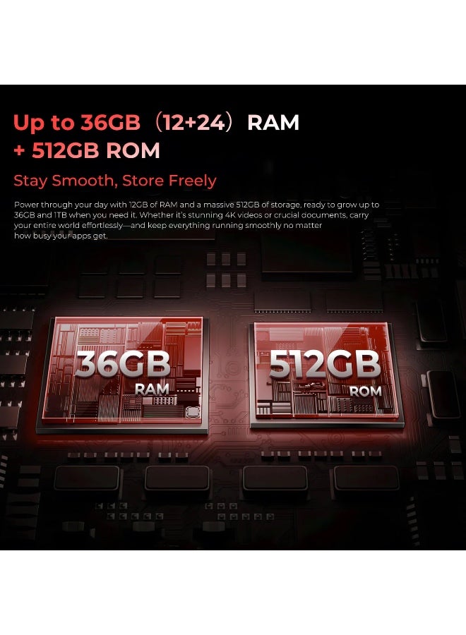 أوكيتل هاتف WP210 5G المتين بشاشة 6.7 بوصة FHD+ وبطارية كبيرة 8800 مللي أمبير وكاميرا 108 ميجابكسل أندرويد 15 (12 جيجابايت + 512 جيجابايت NFC) - رمادي - Image 5