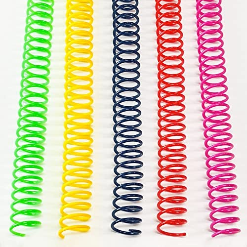 Binditek 50 Pack Plastic Spiral Binding Coils, 12mm(1/2"), 90 Sheet Capacity, 4:1 Pitch, Multi Color (Red, Blue, Yellow, Green, Pink), for Students and Coworkers - Image 1