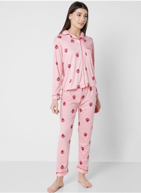 2 Piece Printed Pyjama Set