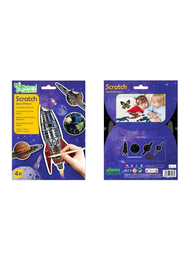 Avenir Scratch Stickers - Space Multicolor | Decorate and colour the 4 out-of-this-world space stickers with scratch art | For ages 3 years+. - Image 5