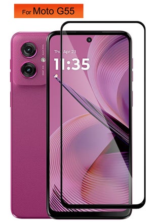 For Motorola Moto G55 - Tempered Glass Screen Protector - Advanced Border-Less Full Edge to Edge ,Shatterproof , High Responsiveness , Higher Transparency , Quick to Install ,Anti-scratch and Bubble-free Screen Protector - Black - pzsku/Z7C18FF5E904043C7998BZ/45/1743234069/0f0646d5-cdd3-4127-892e-89eef6f316cc